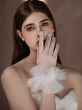 Lace Short Bridal Gloves Wristband White Wedding Glove For Women Girl Party Evening Dress Jewelry Brides Accessories