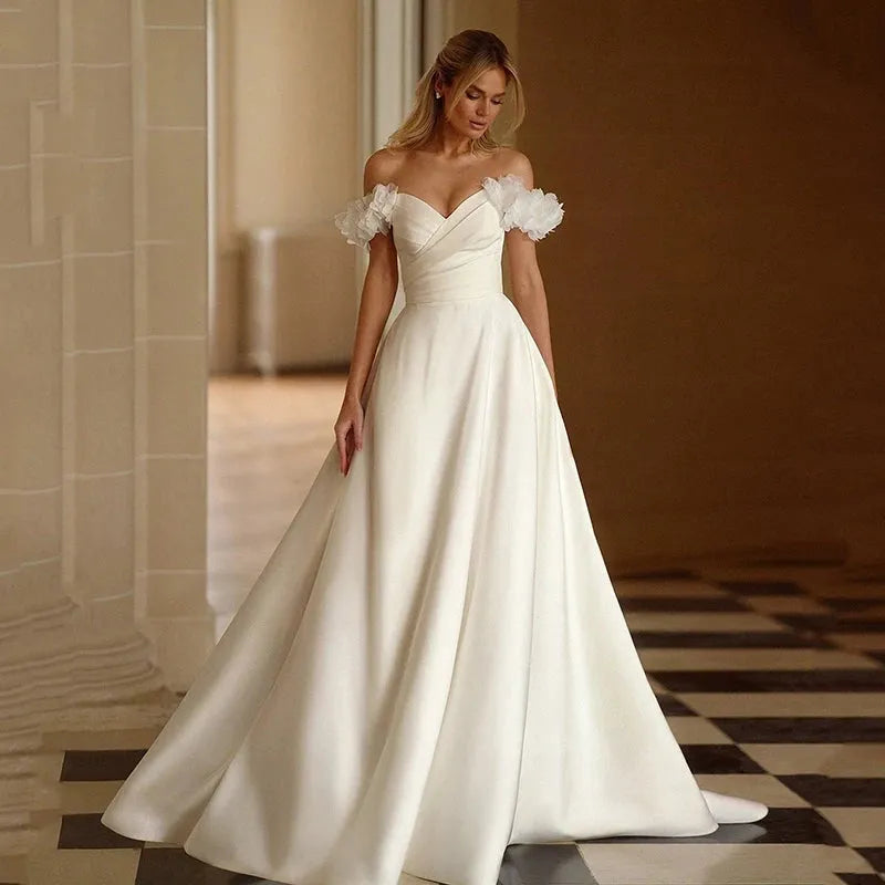 Elegantes vestidos de novia de corte A para mujer, vestidos de novia e