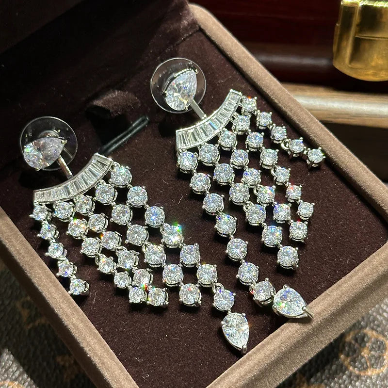 Big Large AAA Zircon Bridal Earrings CZ Cubic Zirconia Wedding Earring For Brides Accessories Women Birthday Gift Jewelry c Clear