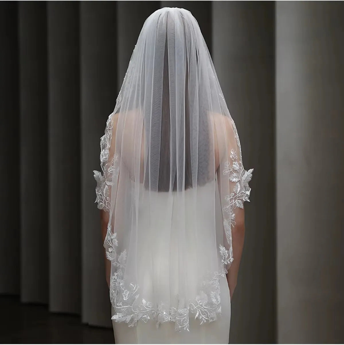White Bridal Veil Leaf Lace Wedding Veils For Brides Evening Dinner Party Dress Women Girl Gifts Hair Accessories Jewelry
