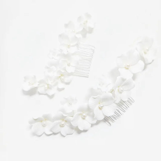 Porcelain Flower Hair Comb Clip Pin Pearl Hairpin For Brides Party Gift Floral Head Pieces Wedding Accessories Bridal Jewelry