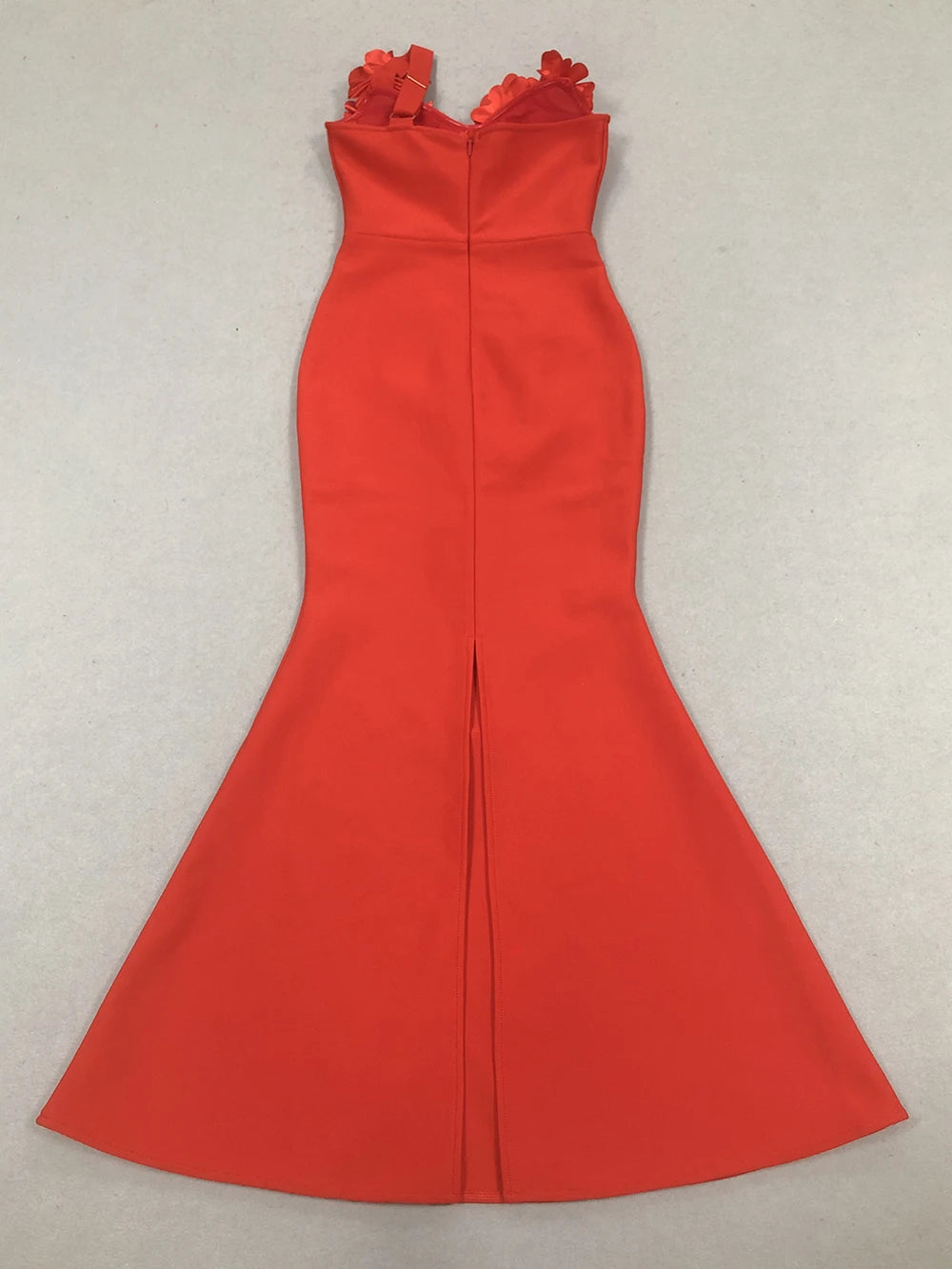 Sexy Backless Flower Women Evening Bandage Maxi Dress Folds V-Neck One shoulder Elegant Mermaid Matching Banquet Prom Bodycon