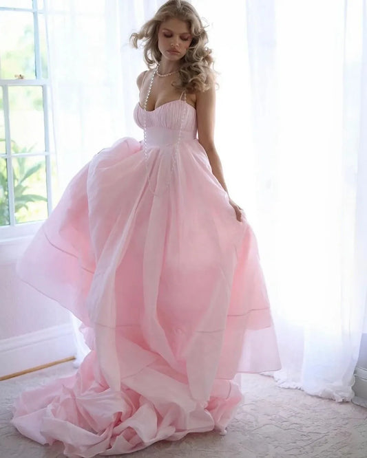 Baby Pink Prom Dresses For Pregnant A Line Party Gowns Party Dress Graduation Celebrity Formal Occasion Gown Pink