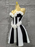 Top Quality Women Sexy Strapless Florals A-line Mini Bandage Dress Cute Girls' Birthday Party Fashion Cocktail Outfit