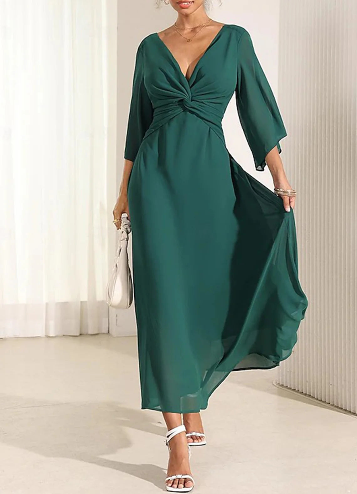 Sexy Chiffon A-Line Prom Gown Elegant Mother of the Bride Dress Ankle Length Pleated Solid Color Plus Size 2025 Free Customized