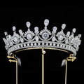 CZ Green Zirconia Tiaras and Crowns AAA Zircon Diadem For Brides Women Pageant Prom Wedding Accessories Bridal Hair Jewelry clear