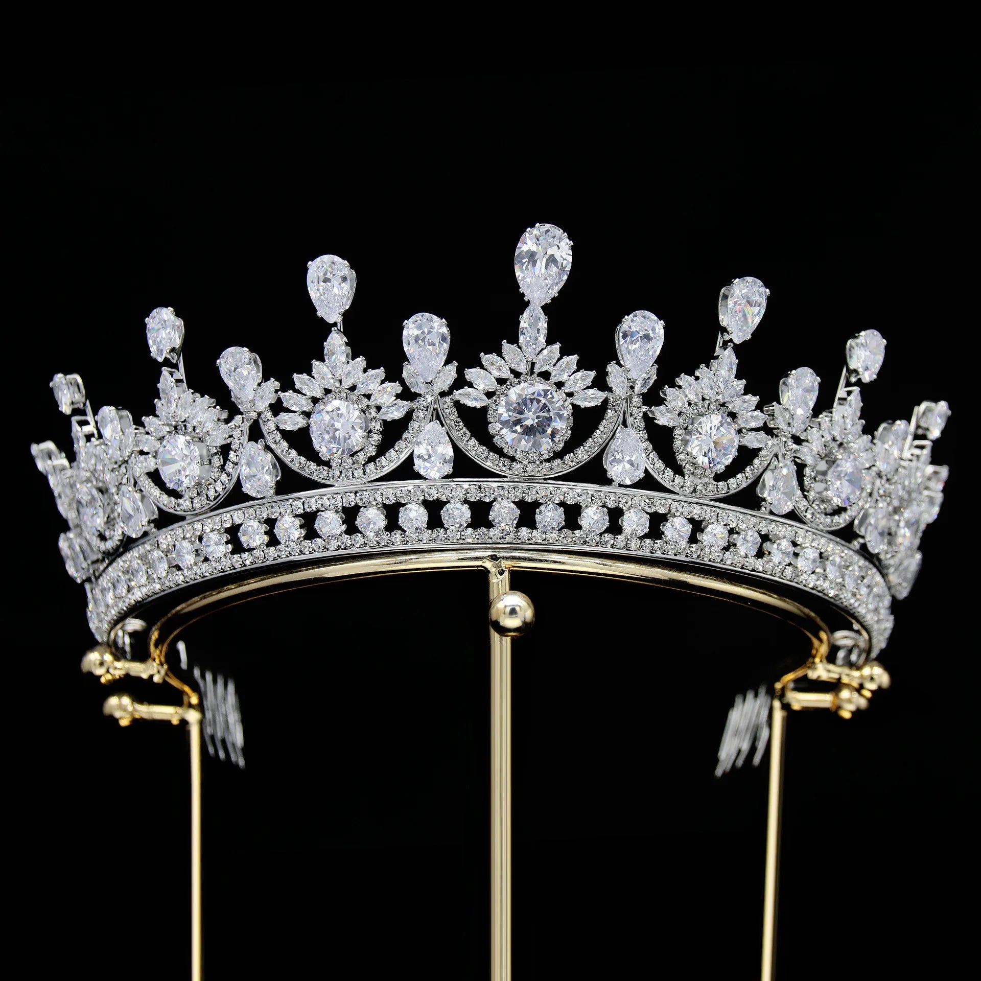CZ Green Zirconia Tiaras and Crowns AAA Zircon Diadem For Brides Women Pageant Prom Wedding Accessories Bridal Hair Jewelry clear