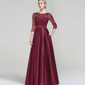 Mother Of The Bride Dress - Customized Elegant Lace Mother Dresses For Bride A Line O Neck Wedding Party Gowns Floor Length Formal Occasion Bridal Dress picture color