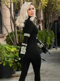 Arrival Shining Diamonds Sleeve Black Bodycom Bandage Jumpsuit Fashion Woman Party Outfit Nightclub Performance Costume