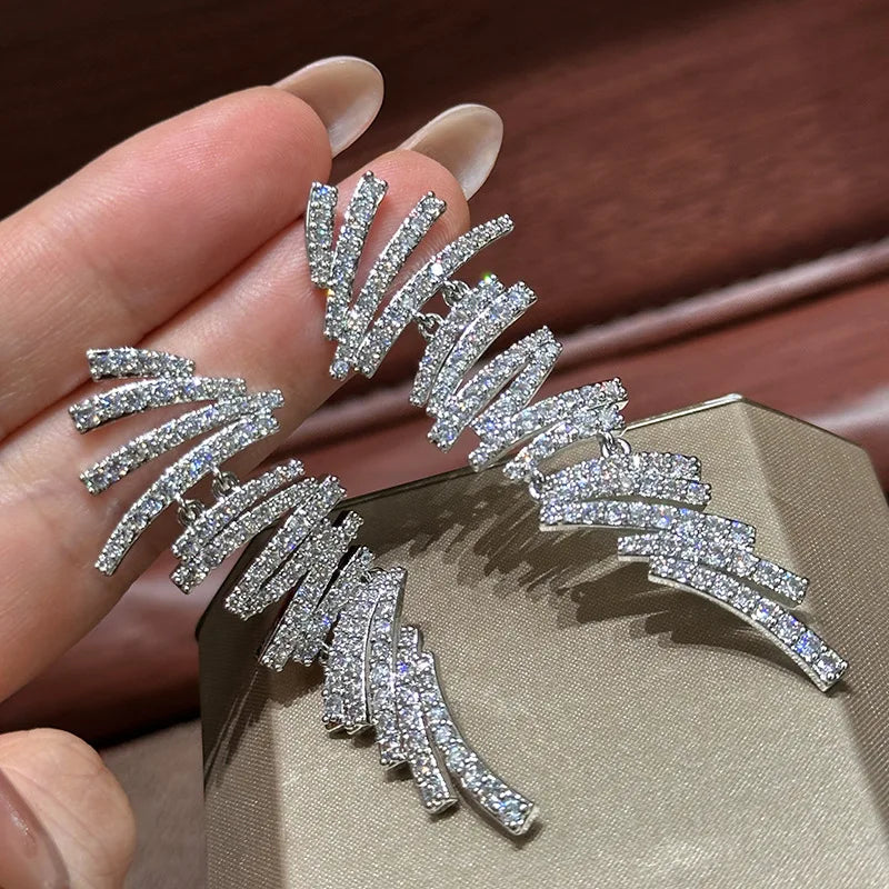 Luxury AAA Zircon Bridal Earrings Long Cubic Zirconia Wedding Earring For Women Brides Accessories Birthday Gifts Jewelry