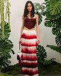 New Arrival Women Sexy Strapless Gradient Tasseles Strapless 2 Pieces Bodycon Bandage Long Dress Celebrate Birthday Party Outfit