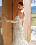 Customized Elegant Lace Appliques Mermaid Wedding Dresses for Bridal 2026 Detachable Long Sleeves Sweetheart Vestido de novia
