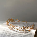 Bridal Hair Jewelry Vintage Gold Color Tiara Pearl Zircon Headband Headpiece Brides Leaf Hairband Headwear Wedding Accessories