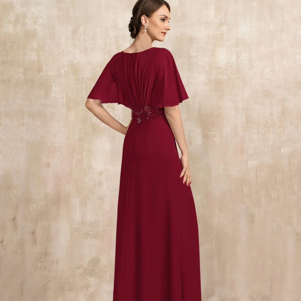 V Neck Customized Mother Dresses Formal Mermaid Bride Party Dress Lace Floor Length Occasion Gown Elegant robes invitée mariage