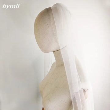 Simple Wedding Veil Ivory Soft Tulle, Single Tier Rounded Edge with Metal Comb Champagne