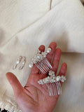 Pearls Hair Comb Pin Clip Silver Color Head Piece For Bride Bridesmaids Women Hairpin Earring Bridal Jewelry Wedding Accessories