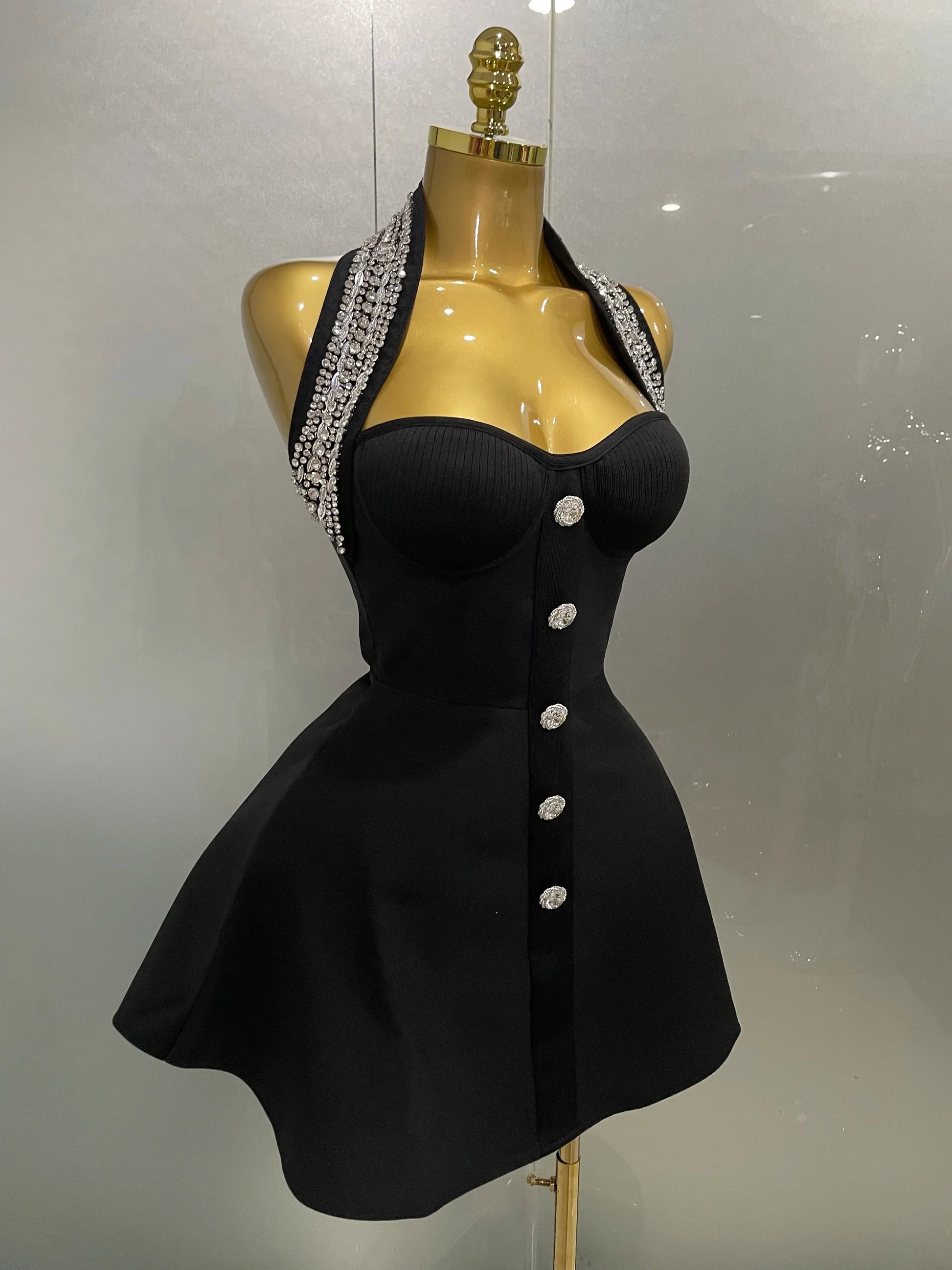 Women Black Sexy Off the Shoulder Shinning Crystal Bodycon Bandage Long Dress Gloves Elegance Celebrate Evening Party Dress