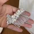 Wedding Accessories Silver Color Hair Comb Butterfly Hairpins Bride Women Pearl Rhinestones Head Pieces Headdress Bridal Jewelry b