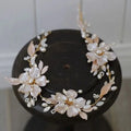 Vintage Gold Color Headband Hairband Flower Leaf Headpiece For Bride Pearl Headwear Wedding Accessories Bridal Hair Jewelry a