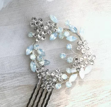 Gold Silver Color Hair Pin Clip Crystal Head Piece For Bride Bridesmaids Women Opal Hairpin Bridal Jewelry Wedding Accessories silver color