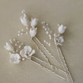 Bridal Jewelry Porcelain Flower Hairpins Silver Color Hair Pin Clip For Brides Bridesmaids Women Head Pieces Wedding Accessories silver color