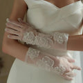 Short Bridal Gloves Flower Wedding Glove For Women Girl Party Dinner Dress Gift Jewelry Brides Accessories a