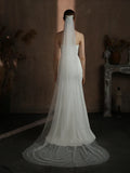 Pearl Long Bridal Veil White Lace Wedding Veils For Evening Dinner Party Dress Women Gift Hair Accessories Brides Jewelry