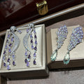 Luxury Purple Zircon Bridal Earrings CZ Cubic Zirconia Wedding Earring For Women Brides Accessories Dinner Party Dress Jewelry