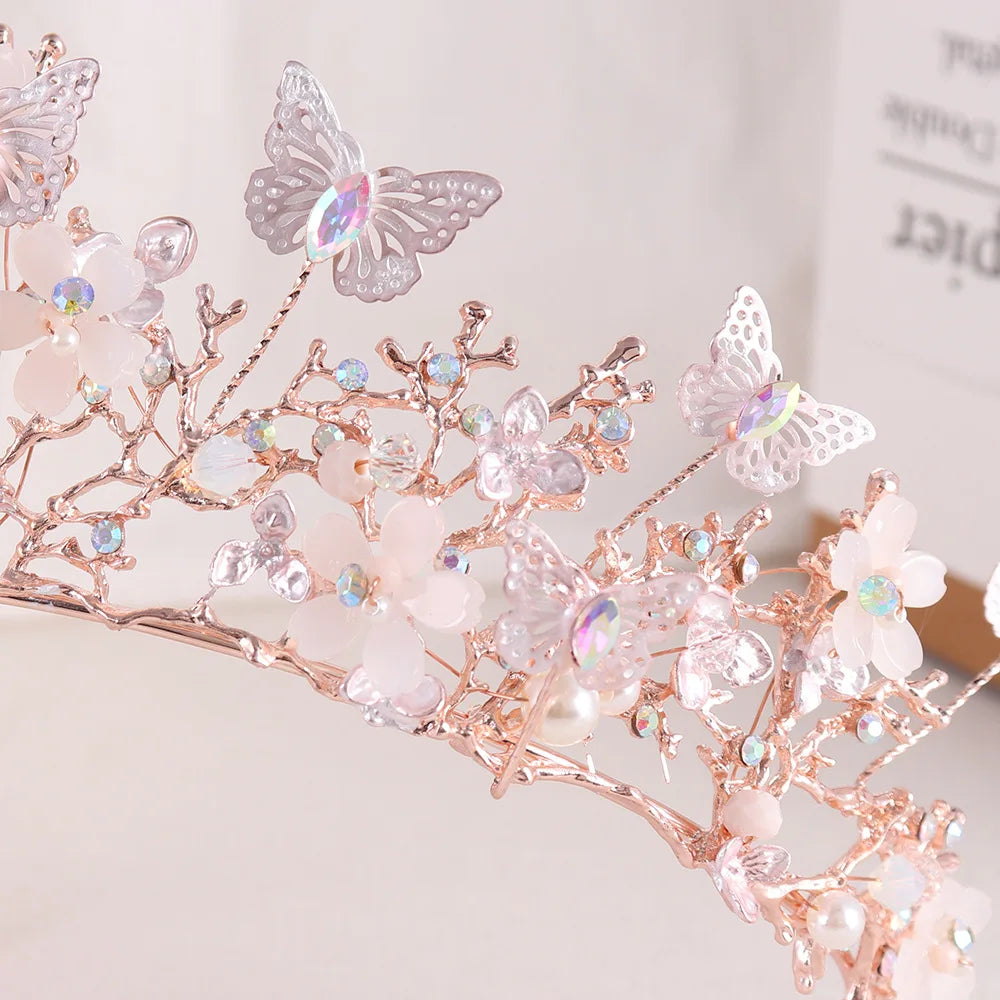 Wedding Crowns For Bride Crystal Flower Fairy Bridal Tiara Crown For Women Girlfriend Diadem Party Bride Hair Jewelry Headdress