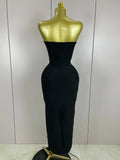 Women Sexy Strapless Sparkly Rhinestones Bodycon Bandage Long Dress Fashion Celebrate Evening Party Luxury Birthday Dresses