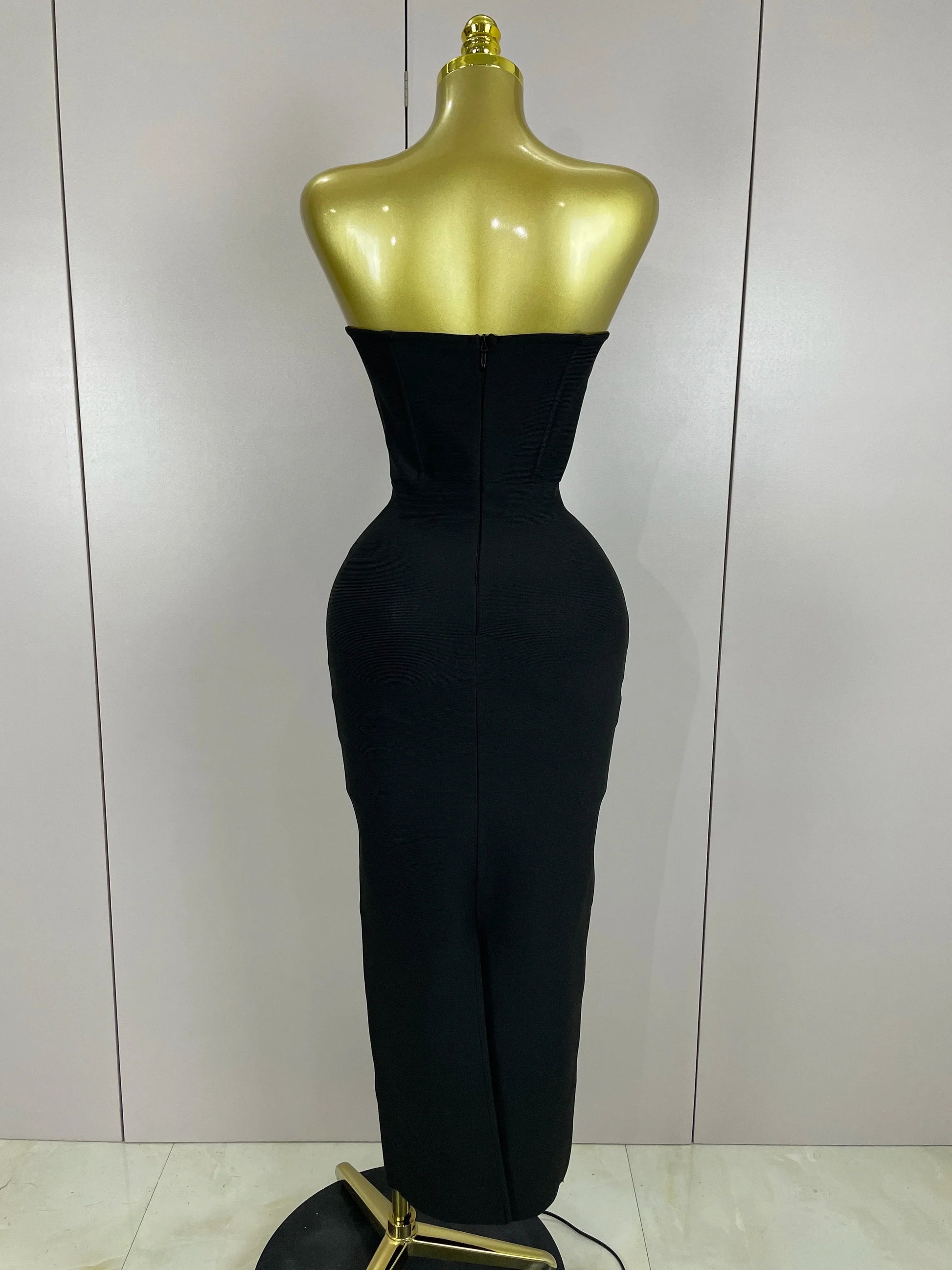 Women Sexy Strapless Sparkly Rhinestones Bodycon Bandage Long Dress Fashion Celebrate Evening Party Luxury Birthday Dresses
