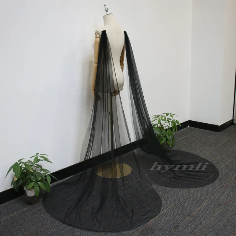 Detachable Wine Red Tulle Bridal Wings , Beach Bridal Cape Veil , Shoulder Wing, Minimalist Wedding Cape Black