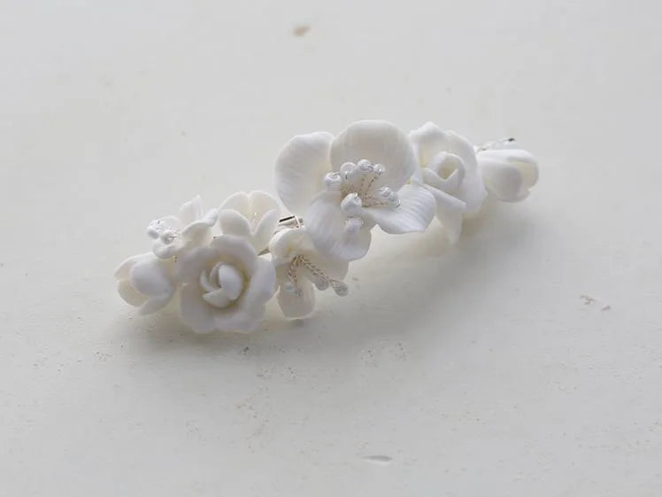 Wedding Accessories Porcelain Flower Hair Pin Clip Women Girl Hairpin For Brides Gold Silver Color Head Piece Bridal Jewelry silver color M