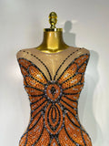 Luxury Rhinestones Mesh Long Dress Elegant Sexy Sleeveless Birthday Evening Party Gown Performance Singer Stage Outfit
