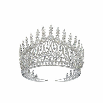 Baroque Crystal Bridal Tiara Crown for Women Silver Gold Heart-Shaped Wedding Prom Headpiece as picture