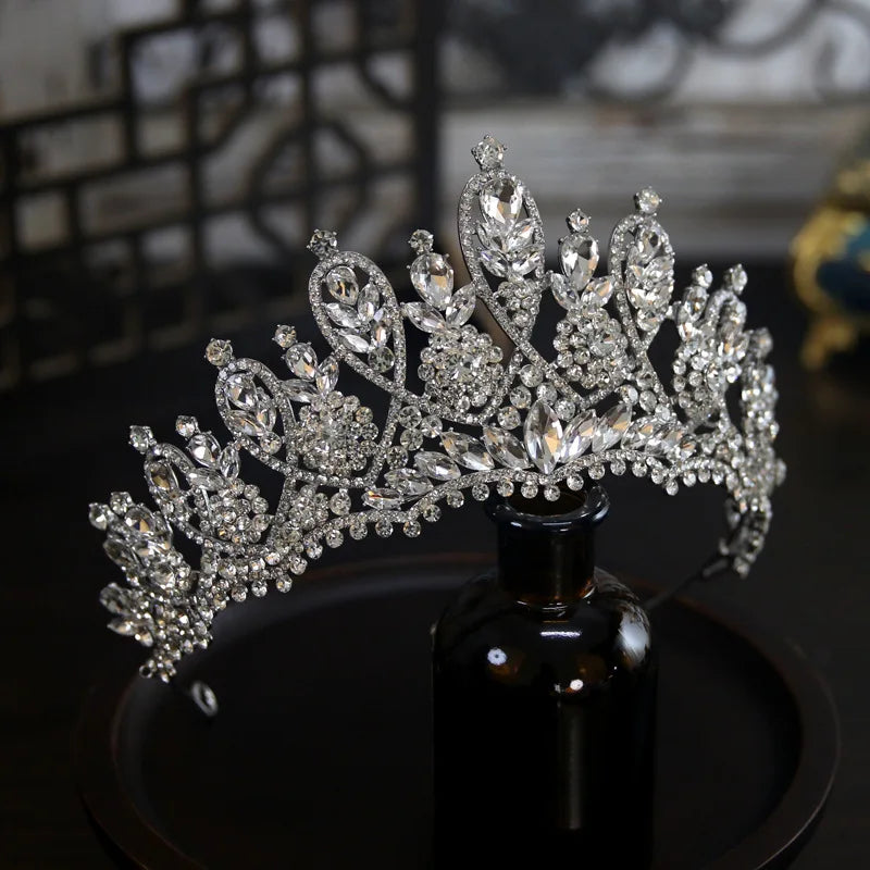 Baroque Wedding Crowns For Bride Luxury Crystal Pearl Queen Bridal Crown Tiara For Pageant Women Wedding Hair Jewerly Headdress