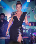 Top Quality Women Short Sleeve Shinning Crystal Bodycon Bandage Long Dress Celebrity Singer Performance Costume Stage Wear black