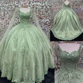 Charro Mint Green Quinceanera Dress Sweet 16 Vestidos 15 Anos Cap Sleeve Lace Ball Gown Prom Dress Corset Pageant Customized Blue