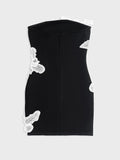 2024 Autumn Wome Strapless Sleeveless Sexy Bandage Dress With Three-Dimensional Flower Bead Design Bodycon Backless Mini Dress