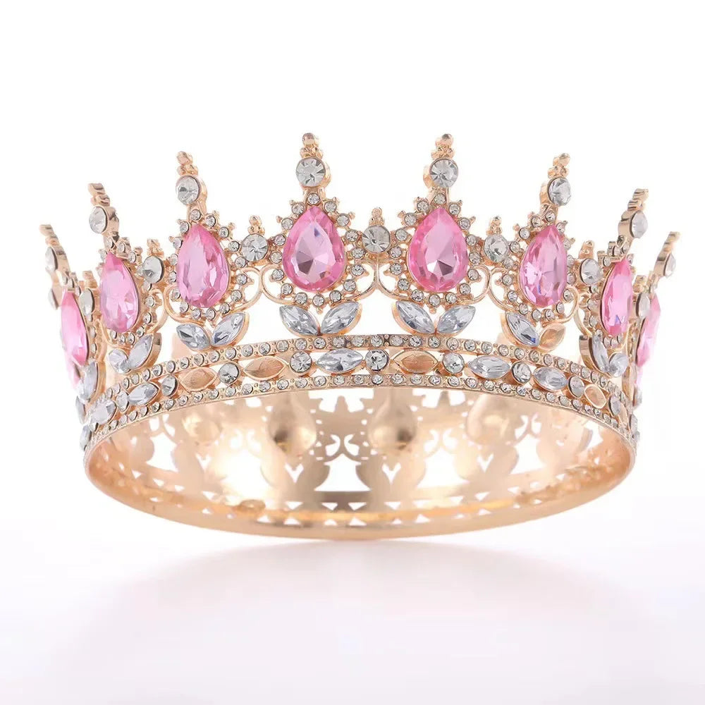 Princess Queen Crowns For Women Wedding Bridal Headdress Baroque Round Tiaras Crowns For Pageant Birthday Party Hair Jewelry as pic 3