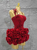 Christmas Style Women Sexy Strapless Florlas 2 PIeces Bodycon Mini Bandage Dress Nightclub Party Wedding Mermaid Outfit