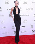 Long Ribbon Sexy V-Neck Sleeveless Halter Black Mini Ankle length Woman Birthday Party Dress Celebrity Evening Party Outfit
