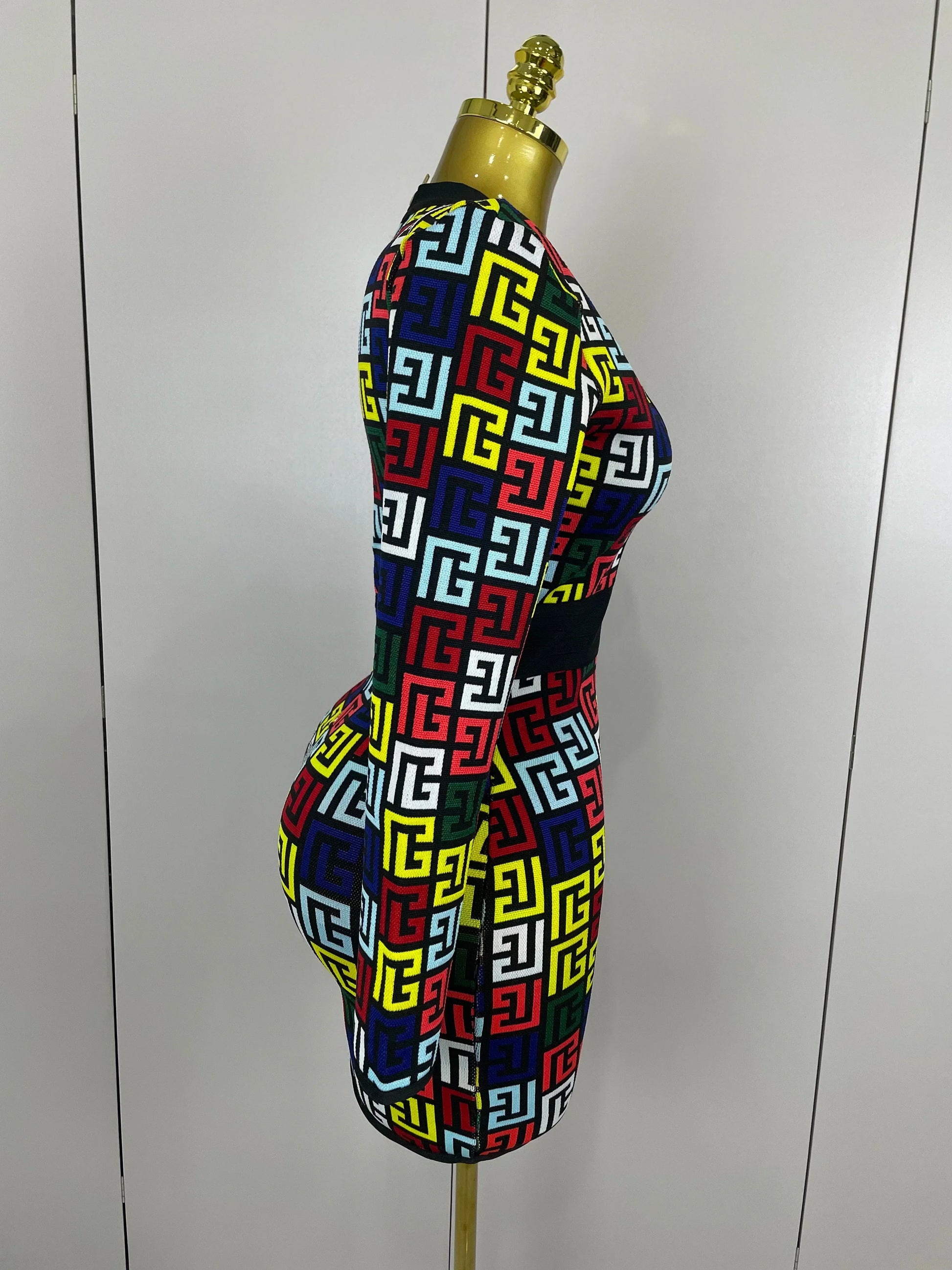 Sexy V-Neck Long Sleeve Bodycon Jacquard Short Bandage Dress Women Elegant Evening Luxury Birthday Party Cocktail Outfit