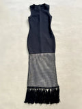 Black tassels Evening Party bandage Long Dresses Elegant Sleeveless Diamond Mesh Patchwork Maxi Dress Women Summer Vestidos