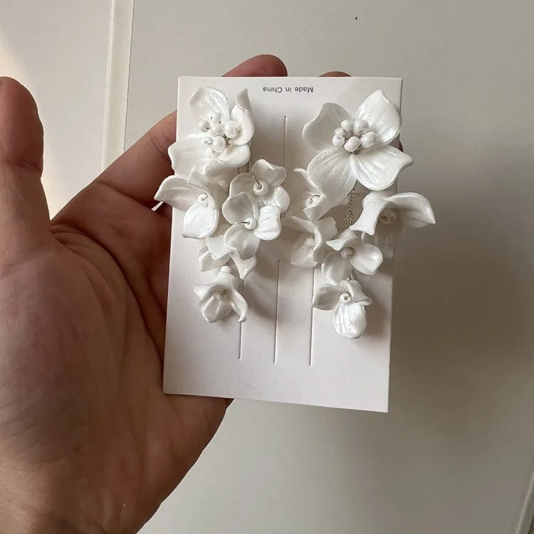 Porcelain Flower Hair Pin Clip Silver Color Head Piece For Brides Bridesmaids Leaf Hairpin Bridal Jewelry Wedding Accessories b