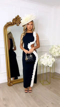 New Women Sleeveless Sexy Side Hollow Out Florals Bodycon Long Bandage Dress Celebrate Fashion Evening Party Cocktail Wear