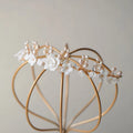 Gold Color Headband Freshwater Pearl Headpiece For Brides Porcelain Flower Hairband Wedding Accessories Bridal Hair Jewelry