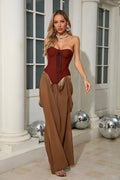 Vintage Off Shoulder Sleeveless Long Dresses Sexy Women Sheath Lace Up Patchwork Long Dress Elegant Summer For Vestidos