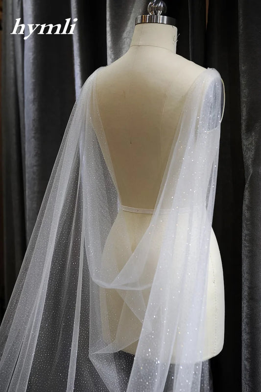 Sparkle cape, Drap cape , Bridal cape , cathedral wedding cloak ,shoulder veil Champagne 300cm