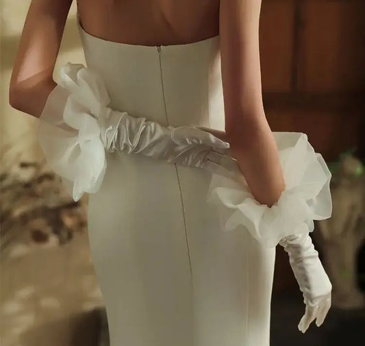 White Bridal Gloves Vintage Long Wristband Wedding Glove For Women Girl Gift Party Dinner Dress Jewelry Bride Accessories a